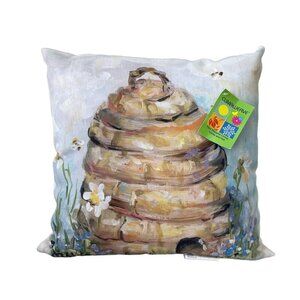 Climaweave Skep Bee Hive Indoor Outdoor Throw Pillow Decor by Rozanne Priebe NEW